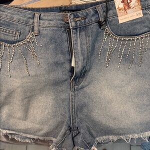 NWT Juniors size 9 Sincerely Jules Blue Jean Shorts with rhinestones